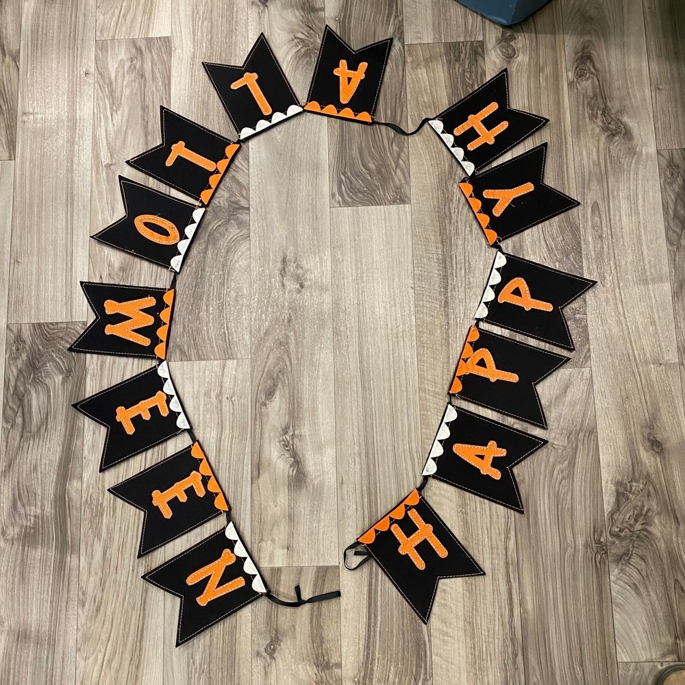 Unbranded Happy Halloween Banner Black Orange Good Felt Pennant Garland